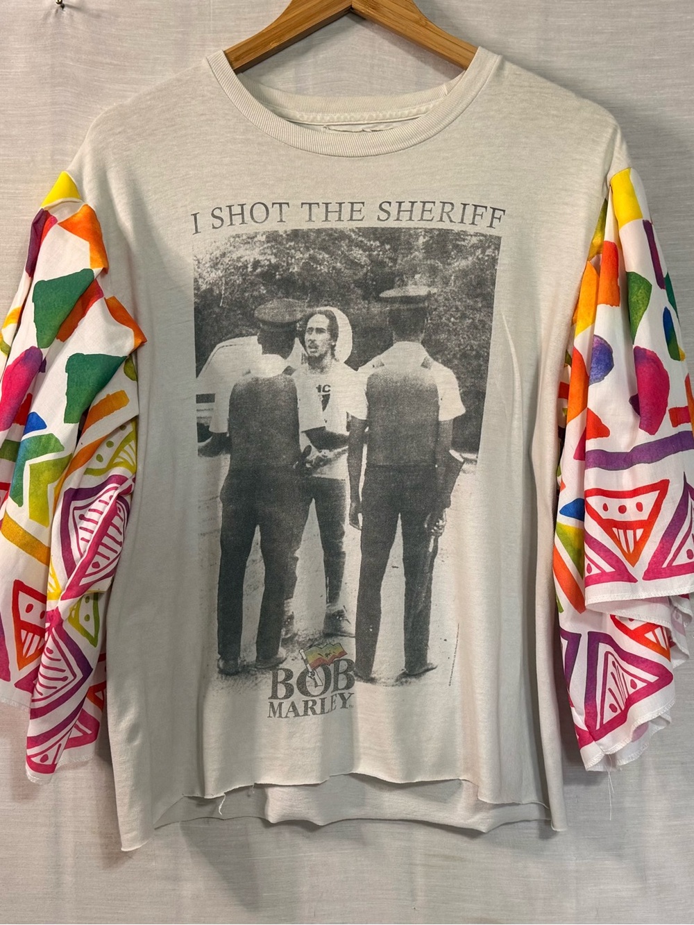 Spenny Lane Bob Marley Upcycled Bell Sleeve Graphic Top